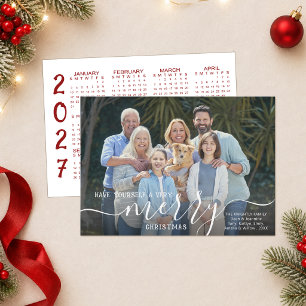 Script MERRY CHRISTMAS Photo Overlay 2023 Calendar Holiday Card