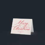 Script Merry Christmas Red Blush Holiday Card<br><div class="desc">This stylish and on trend Christmas card features elegant modern calligraphy script in red. Add your own pre-printed text to the inside or simply delete the sample text to keep it blank for your own handwritten note.</div>
