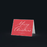 Script Merry Christmas Red White Holiday Card<br><div class="desc">This stylish and modern Christmas card features elegant modern calligraphy script in red. Add your own pre-printed text to the inside or simply delete the sample text to keep it blank for your own handwritten note.</div>
