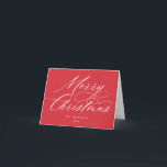 Script Merry Christmas Red White Holiday Card<br><div class="desc">This stylish and modern Christmas card features elegant modern calligraphy script in red. Add your own pre-printed text to the inside or simply delete the sample text to keep it blank for your own handwritten note.</div>