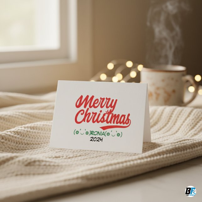 Script Merry Christmas Red With Name and Year Holiday Card (Creator Uploaded)