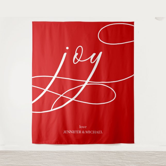 Script Minimal Joy Christmas backdrop Tapestry (Front)
