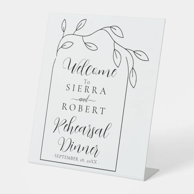 Script Minimal Rehearsal Dinner Welcome Pedestal Sign (Front)