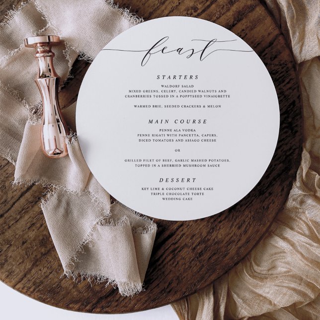 Script Minimal Wedding Dinner Menu Card Decor S105 (Creator Uploaded)