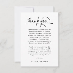 Script Minimalist Birthday Thank You Card