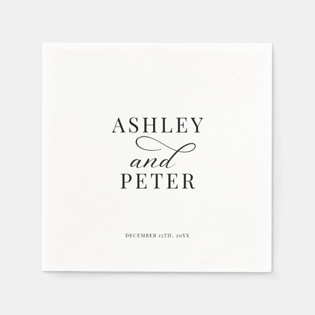 Script Minimalist Classic Wedding  Napkin (Front)