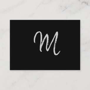 Script Minimalist Monogram on Black Business Card