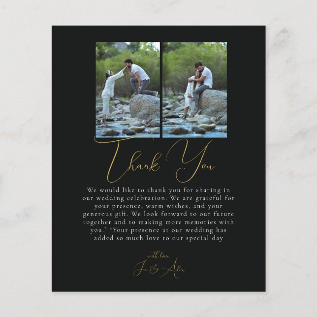 Script Minimalist Photo Collage Thank You Cards (Back)