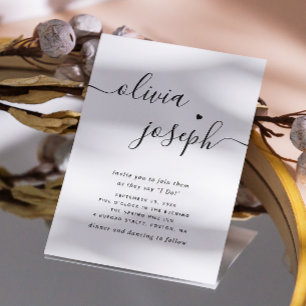 Script minimalist photo wedding + QR code details Invitation