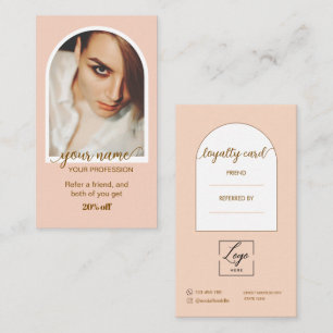 Script Modern arch pink photo logo Loyalty Card