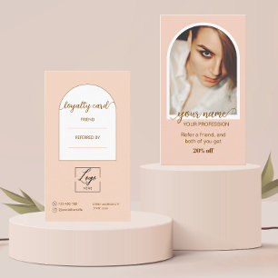 Script Modern arch pink photo logo Loyalty Card