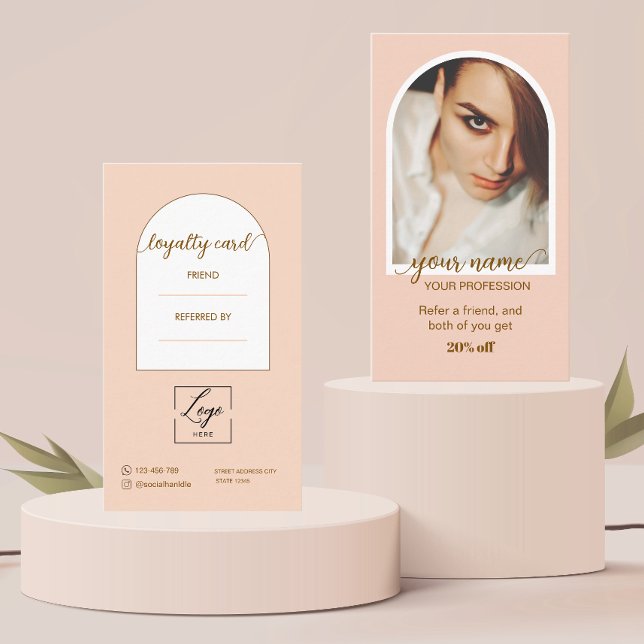 Script Modern arch pink photo logo Loyalty Card (Creator Uploaded)