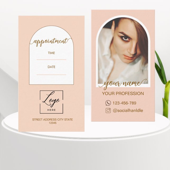 Script Modern arch pink photo qr code logo Appointment Card (Creator Uploaded)