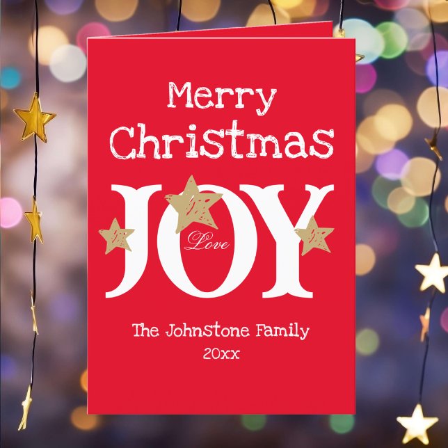 Script Modern Christmas Non-photo Red Holiday Card (Customize these cheerful red Christmas cards as you desire. Perfect for delivering a bit of Joy!)