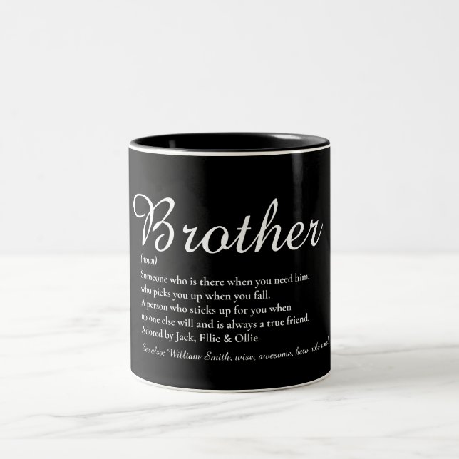 Script Modern Fun Cool Best Brother Definition  Two-Tone Coffee Mug (Center)