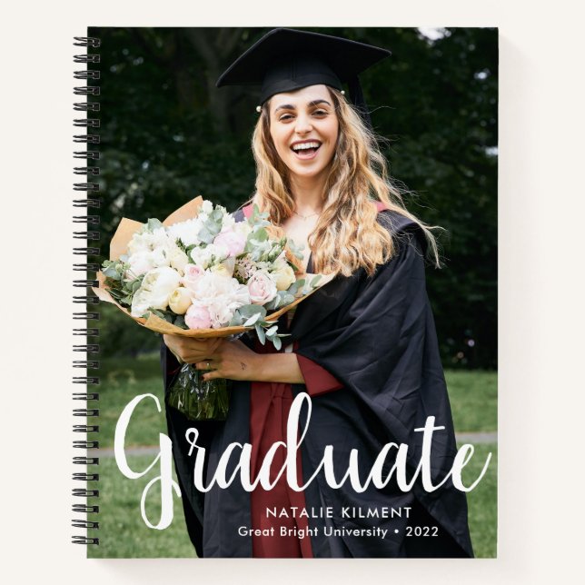 Script Modern Graduate Photo Graduation Guest Book (Front)