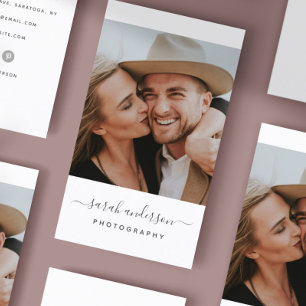 Script Modern Typography Photographer Business Card