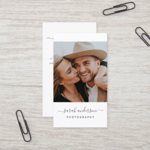 Script Modern Typography Photographer QR CODE Business Card