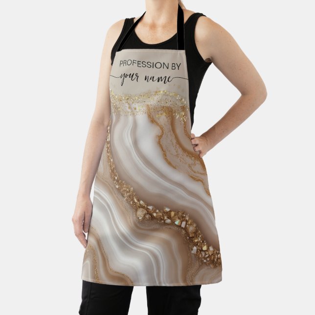 Script Modern watercolor beige and gold custom Apron (Insitu)