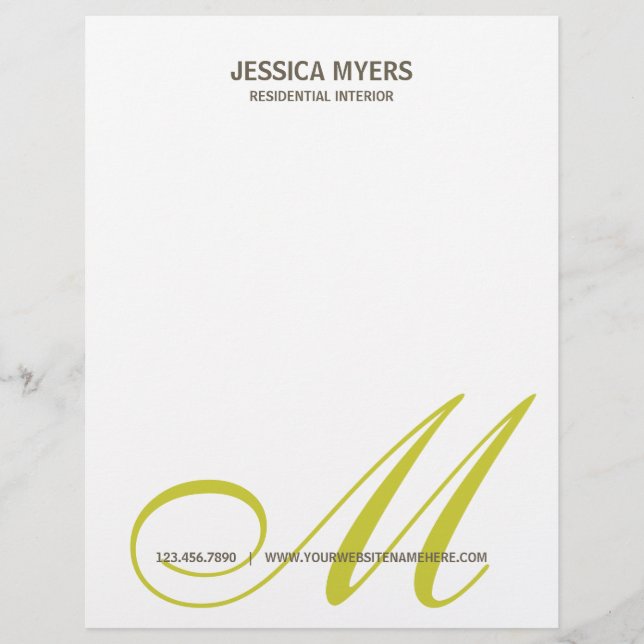 Script Monogram Business Letterhead Template (Front)