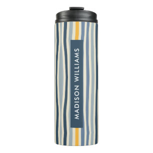 Script Monogram Coloured Lines Thermal Tumbler
