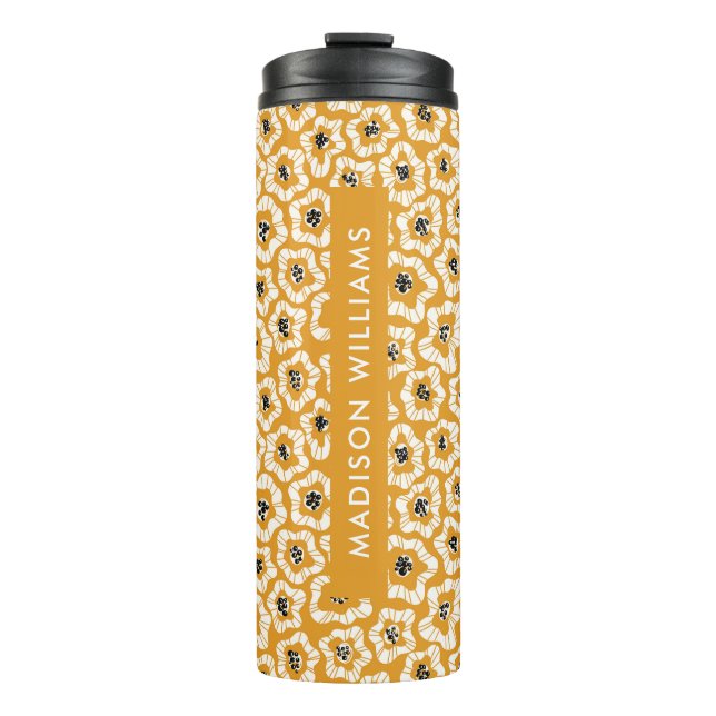 Script Monogram Flowers Thermal Tumbler  (Front)