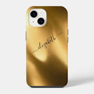 Script Monogram Gold Foil Pattern Glam Trendy  iPhone 14 Case