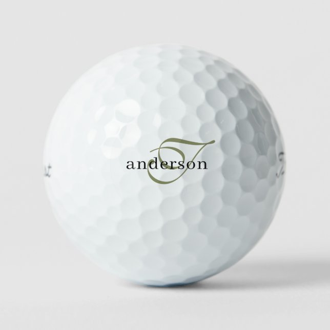 Script Monogram Initial Custom Last Name Titleist Golf Balls (Front)