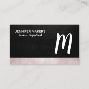 Script Monogram   Leather Bokeh Business Card