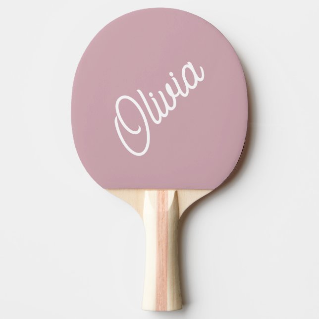Script monogram, mauve ping pong paddle (Front)