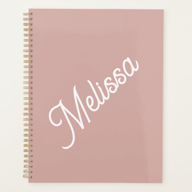 Script monogram, modern blush pink planner (Front)