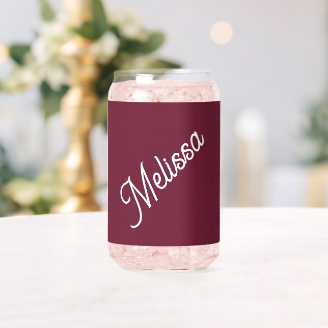 Script monogram, modern red can glass (Insitu (Wedding))