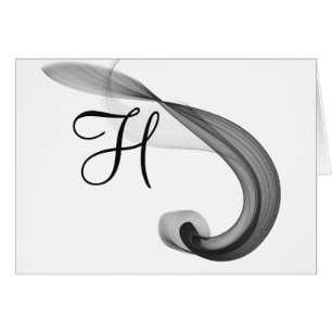 Script Monogram Note Cards- Dramatic Flare Black 1