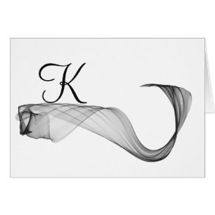Script Monogram Note Cards- Dramatic Flare Black 3