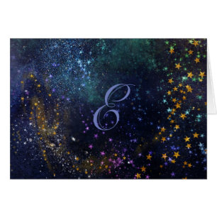 Script Monogram Note Cards-Starry Night