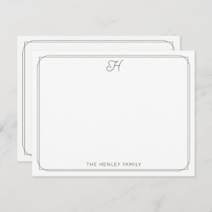 Script Monogram Pretty Family Stationery Green Card