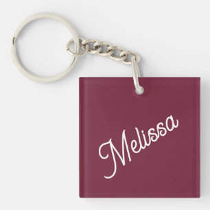 Script monogram, red burgundy  key ring