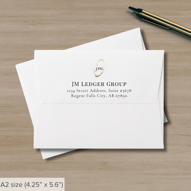 Script Monogram Return Address Note Card Envelope (Creator Uploaded)