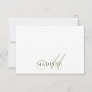 Script Monogram Sage Green Card