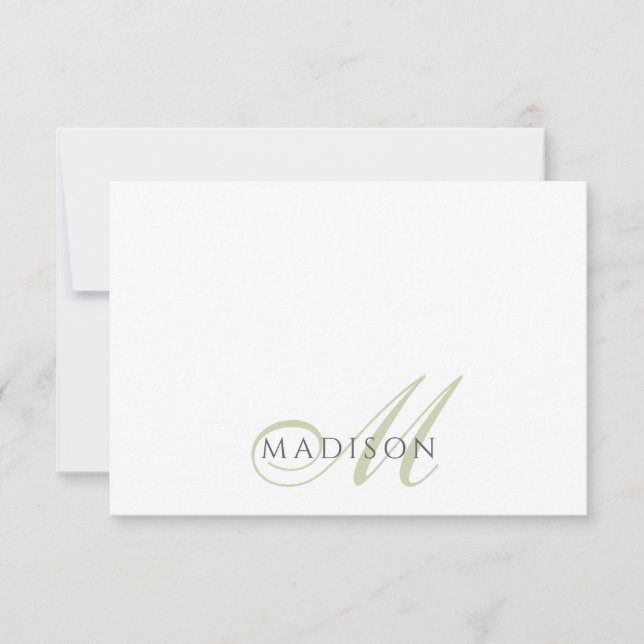 Script Monogram Sage Green Card (Front)