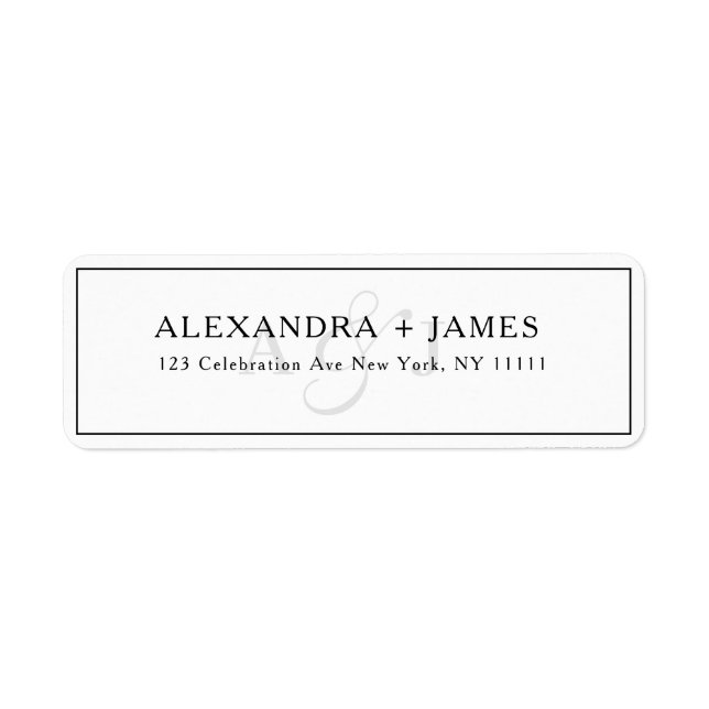 Script Monogram Typography Return Address Label (Front)