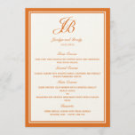 Script Monogram Wedding Menu Cards (Orange)<br><div class="desc">Perfect for formal weddings,  these Script Monogram wedding suite by Paper Girl offer a sophisticated elegance with a modern touch. Background colour and text colour can be personalised online. Just click on the "Customise It" button to personalise the colours. Other colours and matching items available at papergirlstore.com</div>