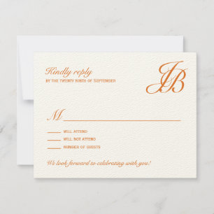 Script Monogram Wedding RSVP Card (Orange)