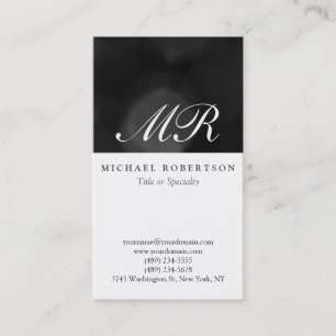 Script Monogram White Black Pattern Business Card