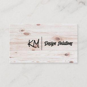 Script Monogram   Wooden Boards Business Card