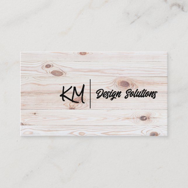 Script Monogram | Wooden Boards Business Card (Front)