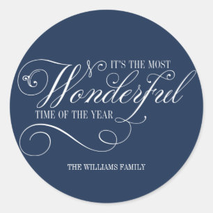 Script Most Wonderful Time Of The Year Holiday Classic Round Sticker