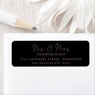 Script Mr and Mrs Black Gold Return Name Address Return Address Label