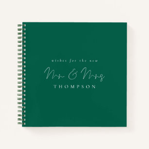 Script Mr Mrs Wedding Emerald Guest Book