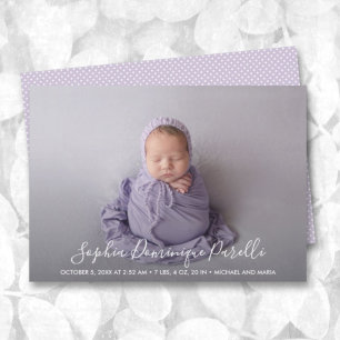 Script Name Baby Girl Photo Birth Announcements